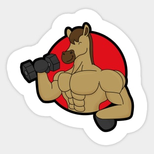 Horse as Bodybuilder with Dumbbell Sticker